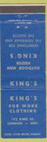 Matchbook Cover - King's Work Clothes London ON