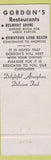 Matchbook Cover - Gordon's Restaurant Long Beach CA