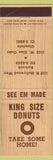 Matchbook Cover - King Size Donuts Burbank CA Glendale