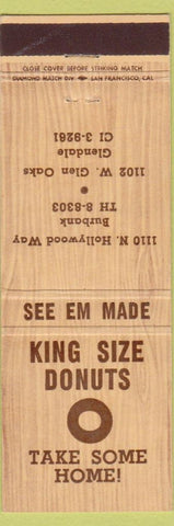 Matchbook Cover - King Size Donuts Burbank CA Glendale