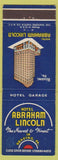 Matchbook Cover - Hotel Abraham Lincoln Reading PA