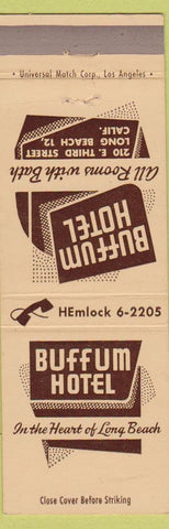 Matchbook Cover - Buffum Hotel Long Beach CA