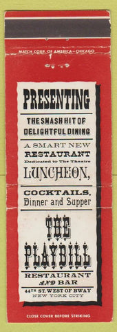 Matchbook Cover - The Playbill Restaurant New York City WEAR