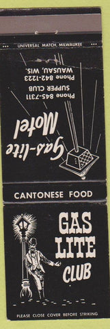 Matchbook Cover - Gas Lite Club Motel Wausau WI