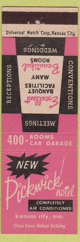 Matchbook Cover - Pickwick Hotel Kansas City MO