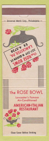 Matchbook Cover - Rose Bowl Italian Restaurant Lancaster PA