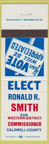 Matchbook Cover - Ronald R Smith Commissioner Caldwell County