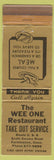 Matchbook Cover - Wee One Restaurant Farmington CT WEAR