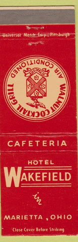 Matchbook Cover - Hotel Wakefield Marietta OH