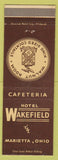 Matchbook Cover - Hotel Wakefield Marietta OH Walnut Room