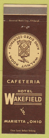Matchbook Cover - Hotel Wakefield Marietta OH Walnut Room