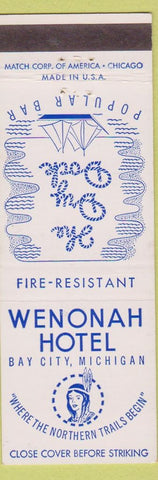 Matchbook Cover - Wenonah Hotel Bay City MI girlie ship