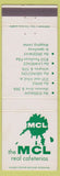 Matchbook Cover - MCL Cafeterias Chicago IL?