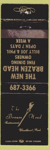 Matchbook Cover - New Brazen Head Restaurant Woodland Park