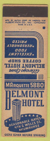 Matchbook Cover - Belmont Hotel Milwaukee WI