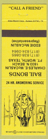 Matchbook Cover - Charles McCaslin Bail Bonds Fort Worth TX
