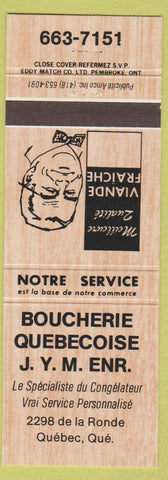 Matchbook Cover - Boucherie Quebecoise JYM Quebec City QC