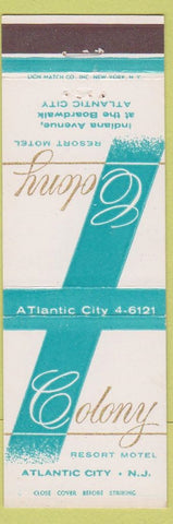 Matchbook Cover - Colony Resort Motel Atlantic City NJ
