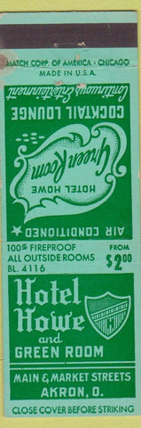 Matchbook Cover - Hotel Howe Akron OH