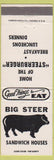 Matchbook Cover - Big Steer Sandwich Houses Osseo WI