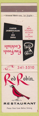 Matchbook Cover - Red Robin Restaurant Canoga Park CA