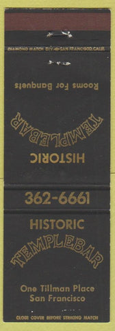 Matchbook Cover - Templebar San Francisco CA