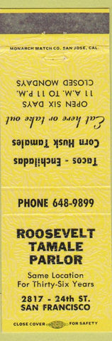 Matchbook Cover - Roosevelt Tamale Parlor San Francisco CA Mexican food