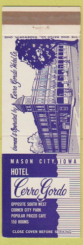 Matchbook Cover - Hotel Cerro Gordo Mason City IA
