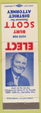 Matchbook Cover - Burt Scott Distric Attorney Kenosha WI
