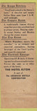 Matchbook Cover - Hotel Elton Waterbury CT King's Kitchen Copper Room