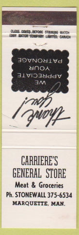 Matchbook Cover - Carriere's General Store Marquette MB