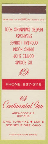 Matchbook Cover - Continental Inn Stoney Ridge OH