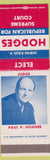Matchbook Cover - Judge Paul V Hodges Republican Supreme Court Colorado 1966