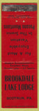 Matchbook Cover - Brookdale Lake Lodge Scotrun PA WEAR