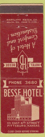 Matchbook Cover - Besse Hotel Pittsburgh PA WEAR