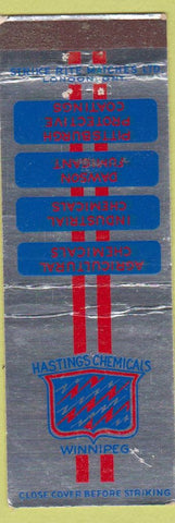 Matchbook Cover - Hastings Chemicals Winnipeg MB