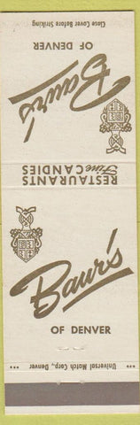 Matchbook Cover - Baur's Denver Colorado Restaurant