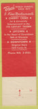 Matchbook Cover - Baur's Denver Colorado Restaurant