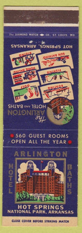 Matchbook Cover - Arlington Hotel Baths Hot Springs National Park AR