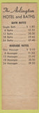 Matchbook Cover - Arlington Hotel Baths Hot Springs National Park AR