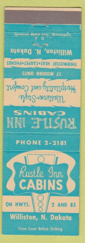 Matchbook Cover - Rustle Inn Cabins Williston ND