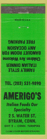 Matchbook Cover - Amerigo's Italian Restaurant Byram CT
