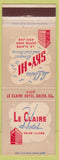 Matchbook Cover - LeClaire Hotel Moline IL #2