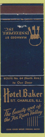 Matchbook Cover - Hotel Baker St Charles IL