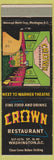Matchbook Cover - Crown Restaurant Washington DC