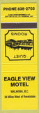 Matchbook Cover - Eagle View Motel Malakwa BC yellow