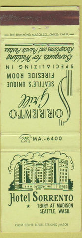 Matchbook Cover - Hotel Sorrento Seattle WA