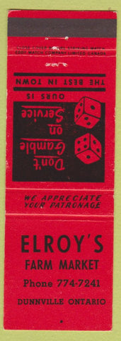 Matchbook Cover - Elroy's Farm Market Dunnville ON
