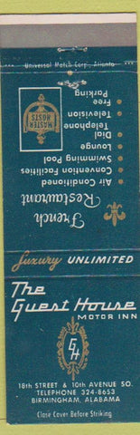 Matchbook Cover - Guest House Motor Inn Birmingham AL