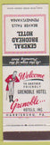 Matchbook Cover - General Brodhead Hotel Beaver Falls PA